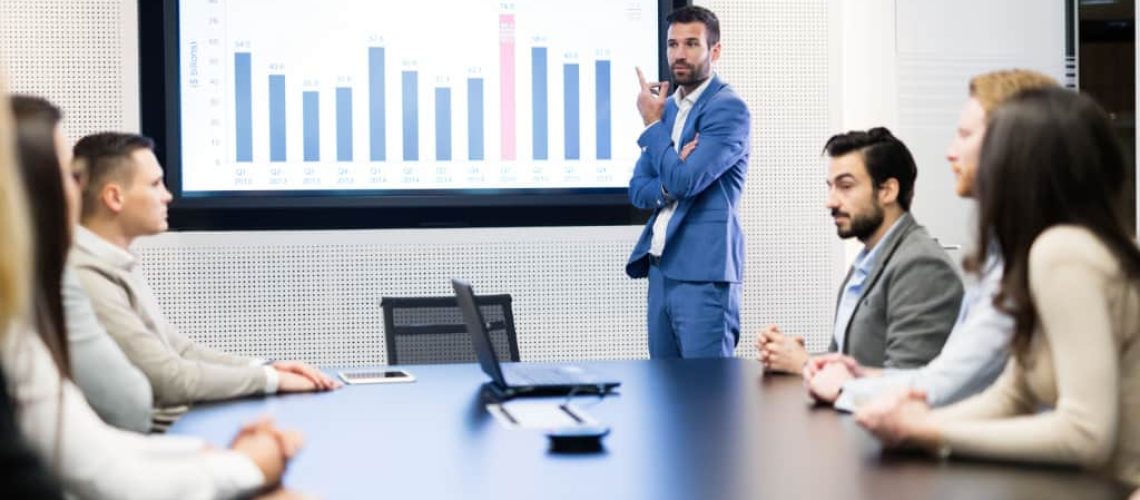 Picture of business meeting in modern conference room